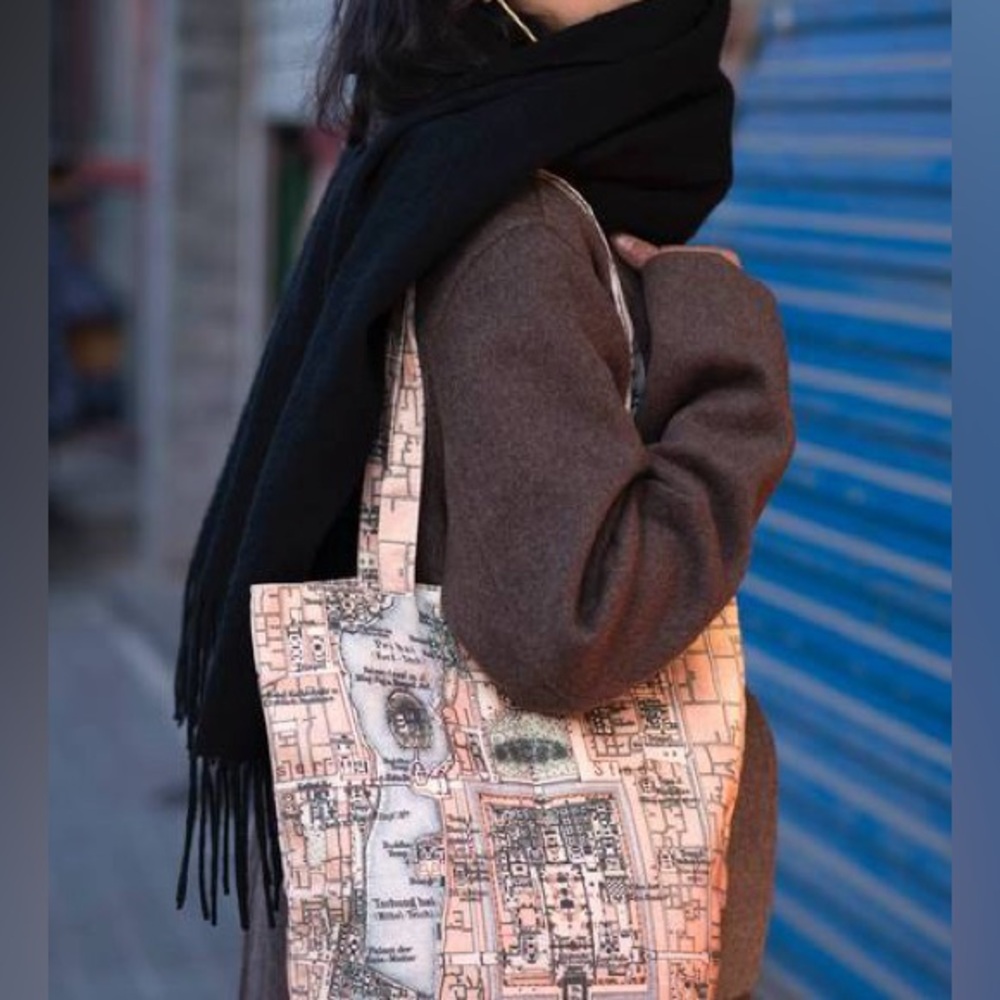 Beijing City Map Print Tote Bag